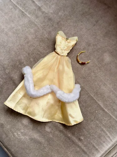Vestido + Tiara de Inverno/Natal da Princesa Bela - Original Disney