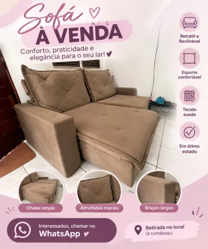 SOFÁ RETRÁTIL E RECLINÁVEL À VENDA!