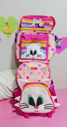 kit Mochila De Rodinha Média Sestini Kids X Cat 2 + Lancheira + Estojo