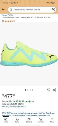 (BARATO!!!) Chuteira Futsal Puma Future Play (Neymar) - Nova / Sem uso