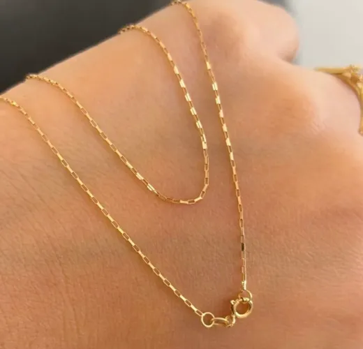Colar tijolinho ouro 18k maciço 70cm 2.1g