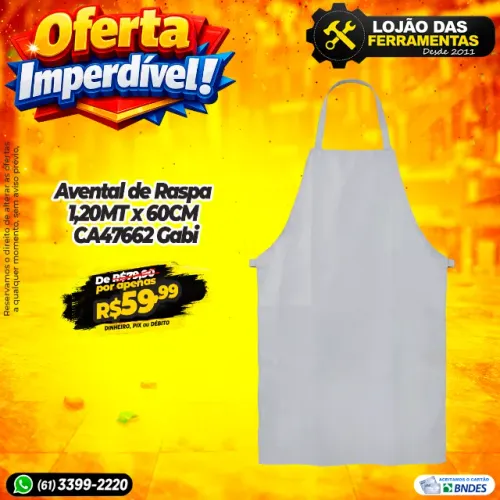 Avental de Raspa 1,20MT x 60CM CA47662 Gabi