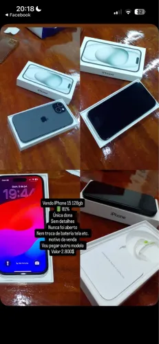 iPhone 15 128Gb 100% original única dona. Tem notas fiscal