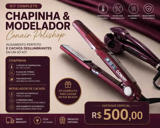 Chapinha e modelador de cachos