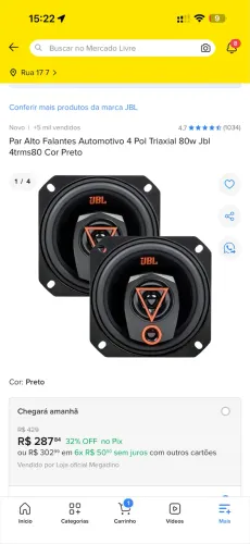 Auto falante JBL 4 polegadas triaxial