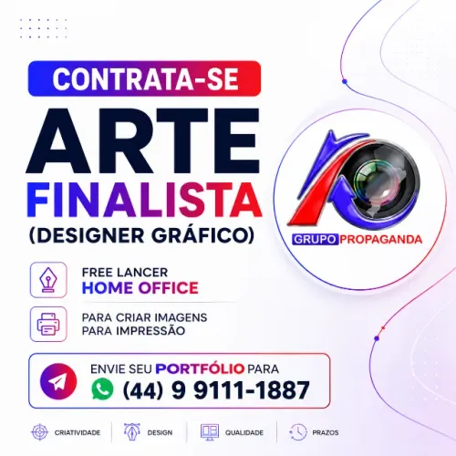 Contrata-Se Arte Finalista, Designer Gráfico Free Lancer Home Office