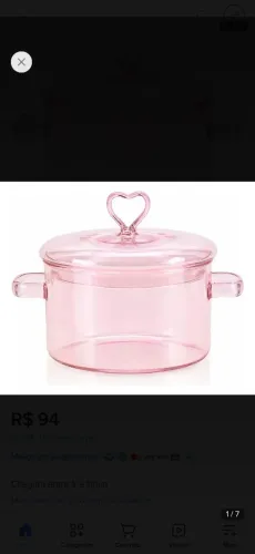 Panela De Vidro Coração C/tampa Transparente Multiuso 1500ml Cor Rosa