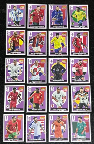 KIT Completo Figurinha Extra Copa 26 Cor Lilas - 20 Jogadores S/ Repetição Original