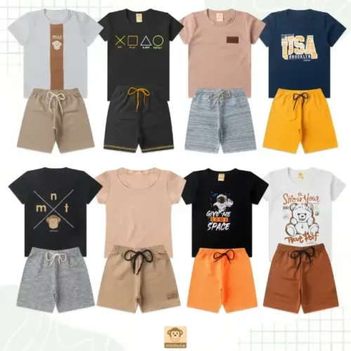 Kit 10 Peça 5 Conjunto Verão Infantil Menino Algodão