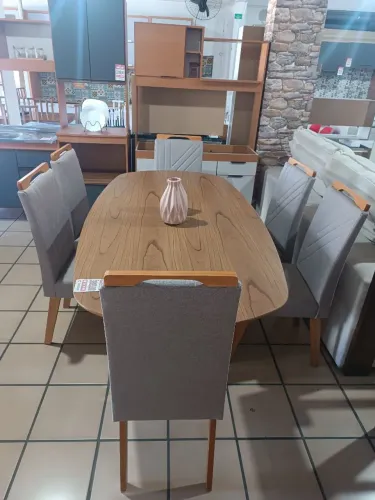 Mesa de Jantar Orgânica Com 6 Cadeiras (Novo)