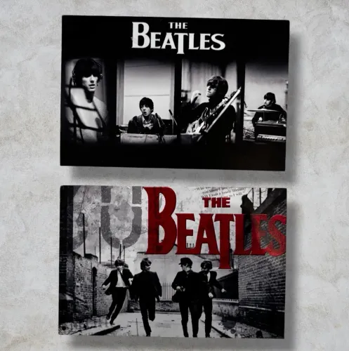 Kit 2 Placas de Madeira The Beatles 15cm