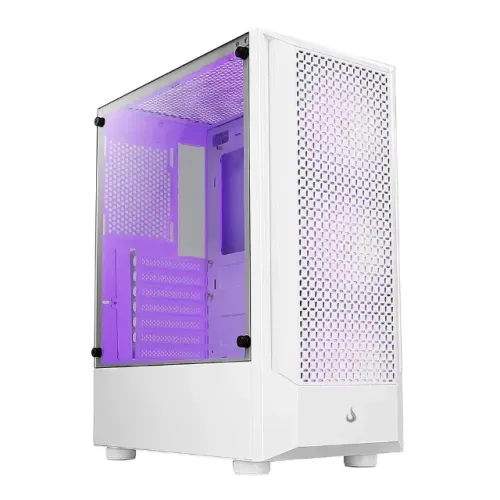 Gabinete Gamer Rise Mode Wave White, Mid Tower, Lateral em Vidro Fumê, ARGB, ATX, 3 Cooler