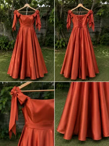 Vestido terracota/Laranja queimado social GG
