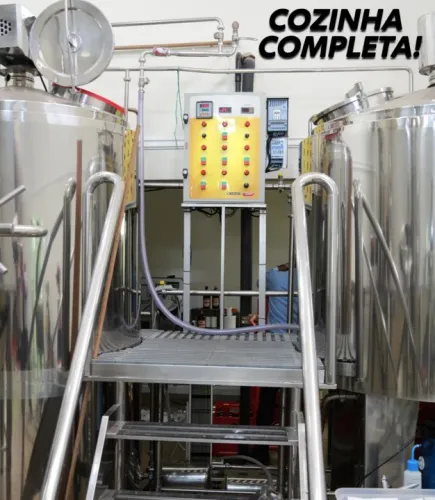 Cozinha cervejeira automatizada completa bi-bloco 1250 litros 