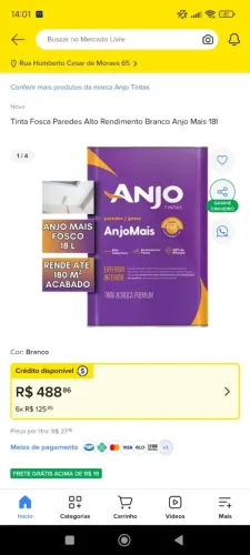 Tinta Fosca paredes Alto Rendimento branca Anjo 18L