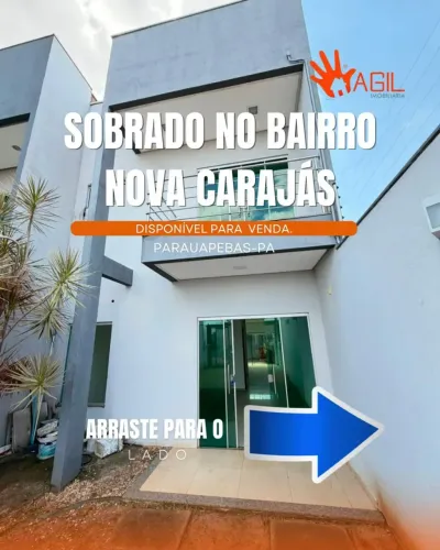 SOBRADO COM 03 QUARTOS DISPONÍVEL PARA VENDA NO BAIRRO NOVA CARAJÁS! (FINANCIÁVEL)