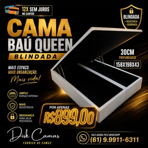 MAIS ESPAÇO NO SEU QUARTO! CAMA BAÚ QUEEN A PARTIR DE R$899