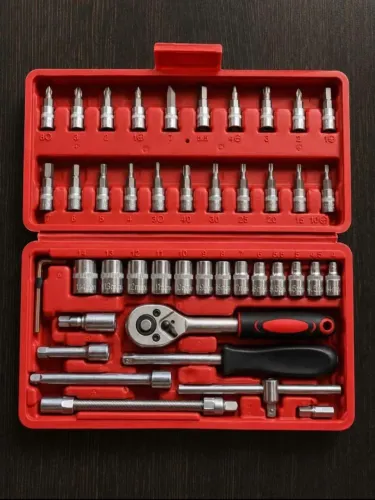 Kit Ferramentas 46 peças + Chave Catraca ( Por mais R$15 leve um Multímetro!!)