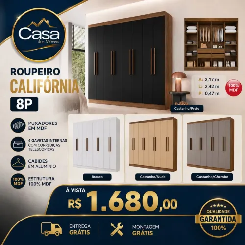 Roupeiro Califórnia 100% MDF