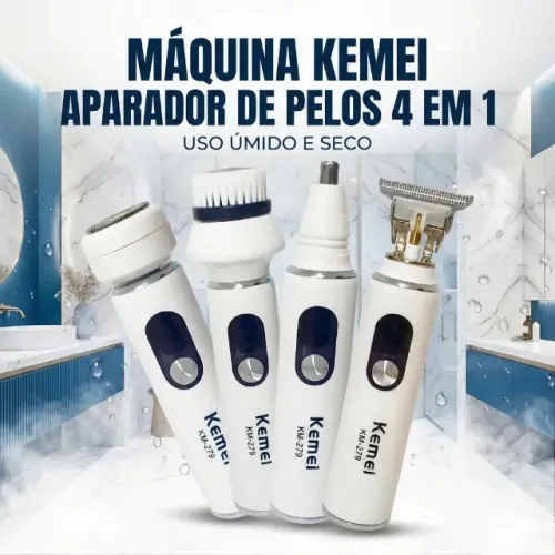Máquina Kemel Aparador de Pelos 4 em 1 Uso Úmido KM-279