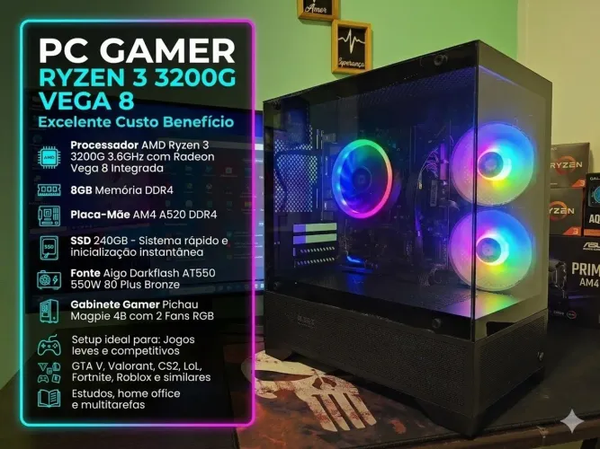 PC Gamer Ryzen 3 3200G vega 8-Execelente custo Benefício