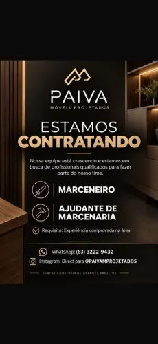 Vaga de emprego para Marceneiro e Ajudante Prático | Marcenaria 