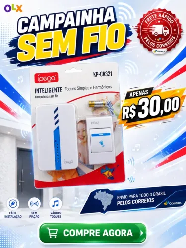 Campainha Sem Fio Ípega KP-CA321 - Inteligente - R$ 30,00