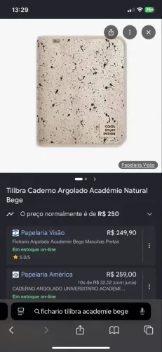 Fichário Argolado Tilibra bege