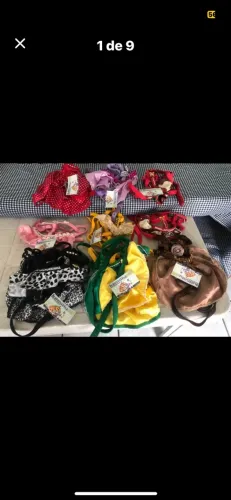 Lote 15 Roupinhas Pet Vestido com Peitoral + Guia - Novas Com Etiqueta - Atacado