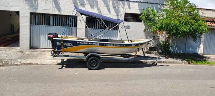 Barco Alumínio 2018 - 4,5m + Motor Mercury 15hp + Carretinha