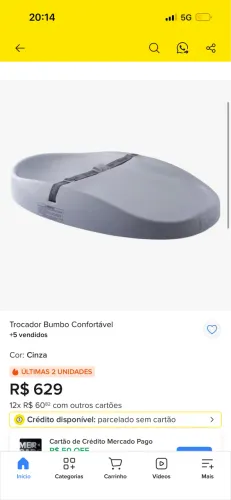 Trocador bumbo confortável