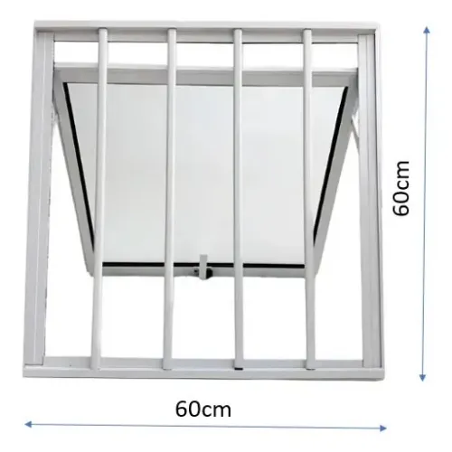 Janela Max Ar 60x60 Alumínio Branco C/grade Perfil Linha 25 Branco