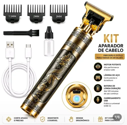 Maquina original dragao acabamento sem fio cabelo barba e de lâmina ajustável $ 70 reias