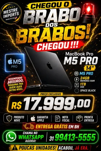 MacBook Pro M5 Pro 14? 24GB 1TB Space Black Novo Lacrado Garantia Apple