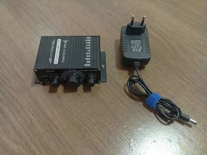 Mini Amplificador De Áudio Som Estéreo Ak-170 Completo Com Fonte