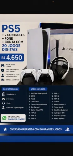 PS5+ 20 JOGOS + 2 CONTROLES