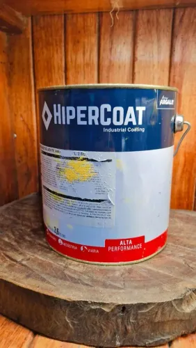 DUAS LATAS DE TINTA BASE SOLVENTE, HIPERCOAT VERMELHO E AMARELO