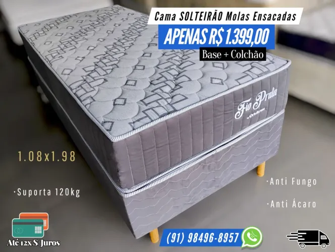 CAMA SOLTEIRÃO MOLAS ENSACADAS OFERTA