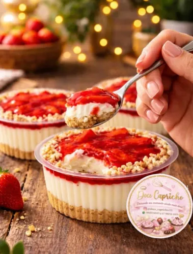 Torta de morango no pote