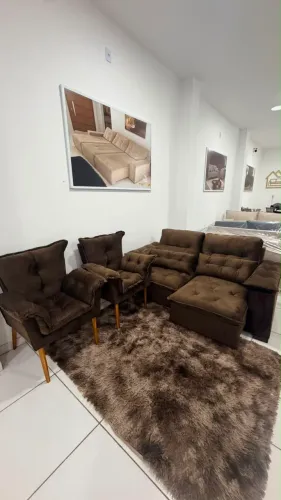 Sofa Retrátil de luxo com poltronas