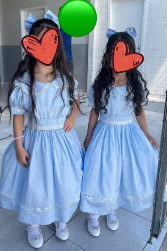 Vestido infantil de festa azul bebê 6 e 7 anos
