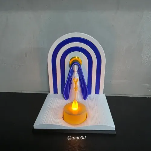 Oratório Bíblia Nossa Senhora com vela LED