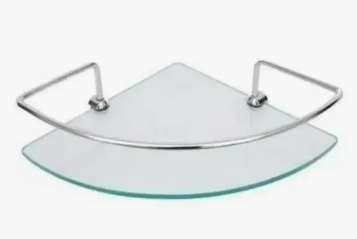 Porta Shampoo de Canto 20cm Vidro Incolor com Suporte