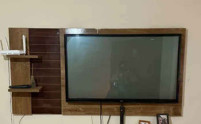 Tv 44" (NÃO SMART) + Chromecast original + Painel de Madeira