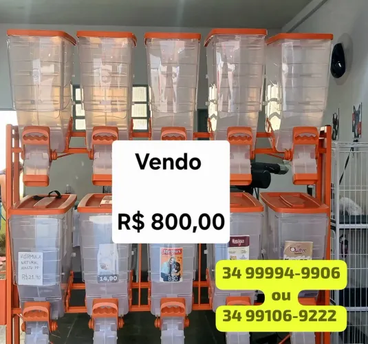 Dispenser porta ração Durapet's 10 X 40L Laranja