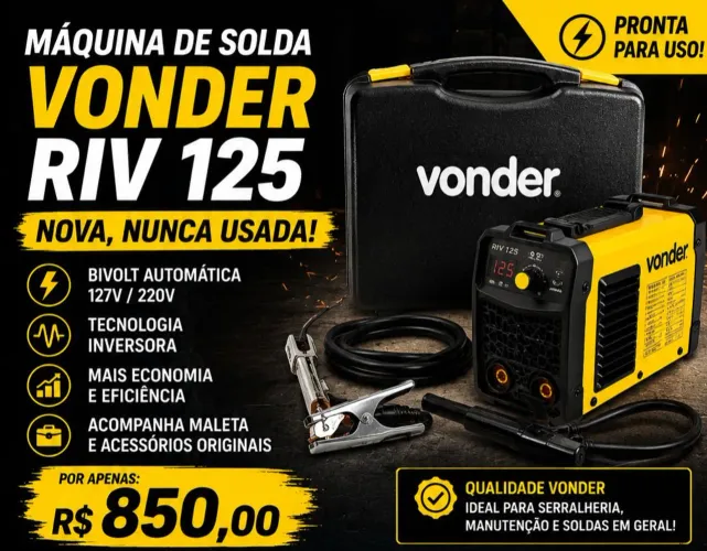 Máquina de Solda Inversora Vonder RIV 125 - NOVA, NUNCA USADA! ?