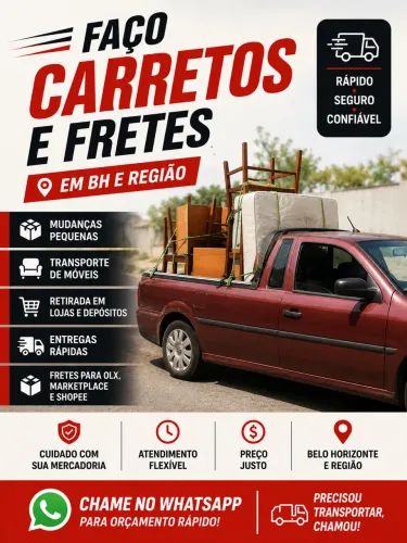 FAÇO CARRETOS E FRETES EM BH E REGIÃO 