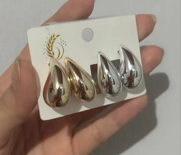 Brincos prata e dourado