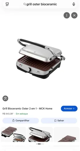 Sanduicheira/Chapa grill Oster bioceramic