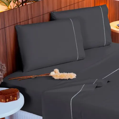 Jogo de Cama King 4 peças - cor Grafitte